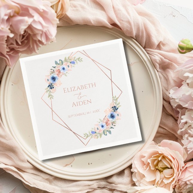 Peach Blue Wedding Collection Napkin (Peach Blue Light-Gray Wedding Collection Napkins)