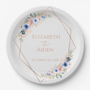 Peach Blue Wedding Collection Paper Plate