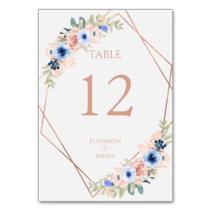 Peach Blue Wedding Collection Table Number