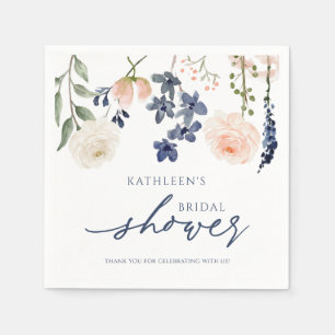 Peach & Blue Wildflower Bridal Shower Napkin
