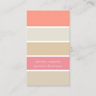 Peach Blush and Tan Colour Block Chic Business Card