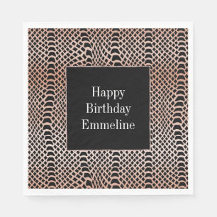 Peach Blush Black Snake Skin Napkin