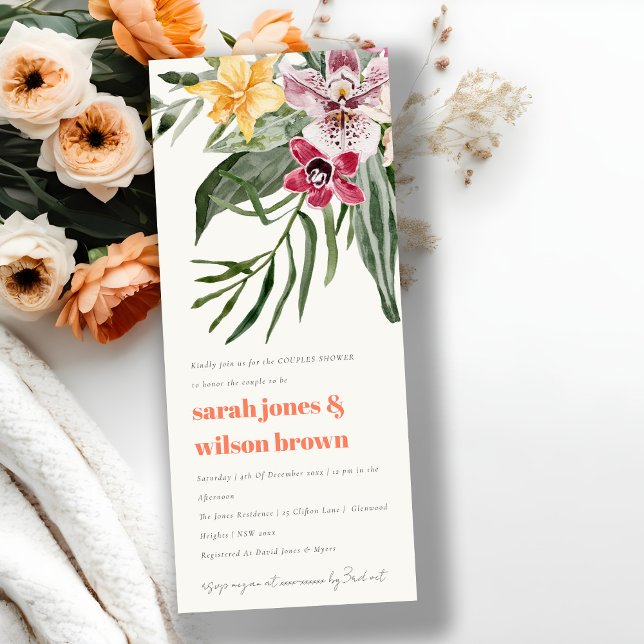 Peach Blush Boho Tropical Floral Couples Shower Invitation (Creator Uploaded)