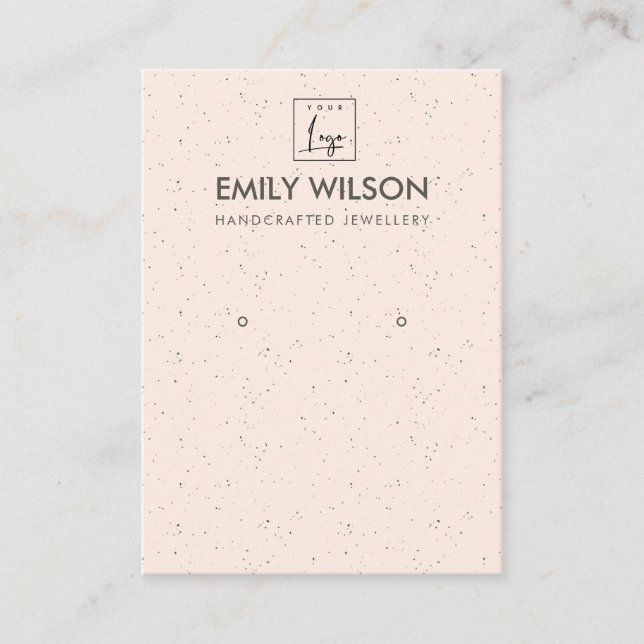 PEACH BLUSH CERAMIC TEXTURE EARRING DISPLAY LOGO BUSINESS CARD (Front)