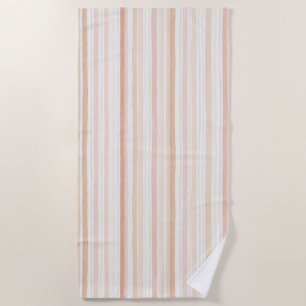 Peach Blush Cream Stripes Beach Towel