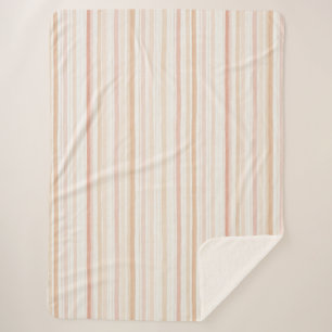 Peach Blush Cream Stripes Sherpa Blanket
