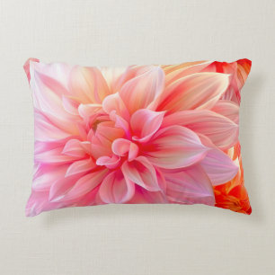 Peach Blush Dahlia Blossom Decorative Cushion