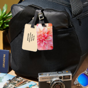 Peach Blush Dahlia Blossom Luggage Tag