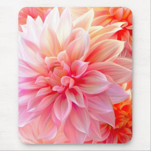 Peach Blush Dahlia Blossom Mouse Pad