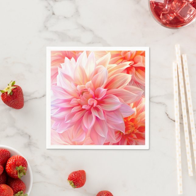 Peach Blush Dahlia Blossom Napkin (Insitu)