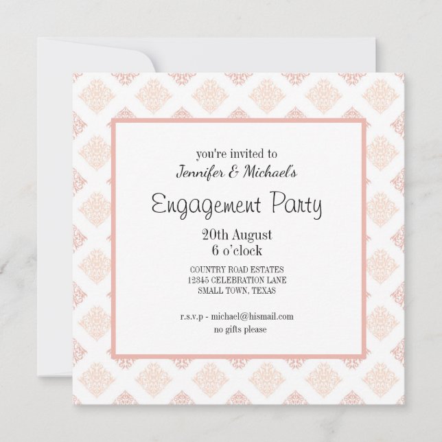 Peach Blush Damask Engagement Party (Front)