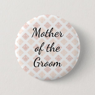 Peach Blush Damask Mother of the Groom 6 Cm Round Badge