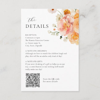 Peach & Blush Floral Wedding Details Card