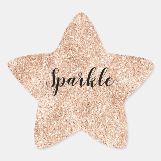Peach Blush Gold Glitter Star Sticker (Front)