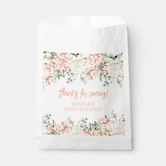 Peach Blush Ivory Baby Shower Favours Favour Bag (Front)