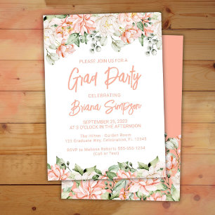Peach Blush Ivory Graduation Grad Party Invitation