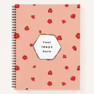 Peach Blush Japanese Quince Floral Pattern Notebook