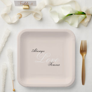 Peach Blush Love Always Wedding Paper Plate