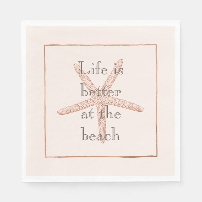 Peach Blush Orange Beach Starfish  Napkin (Front)