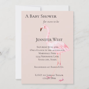 Peach Blush Pink Flamingo Baby Shower Invitation