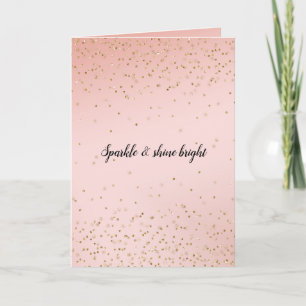 Peach Blush Pink Ombre Gold Confetti      Card