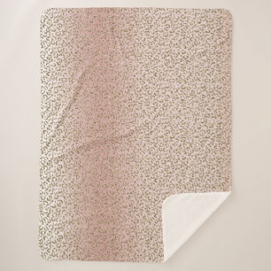 Peach Blush Rose Gold Glitter Leopard  Sherpa Blanket