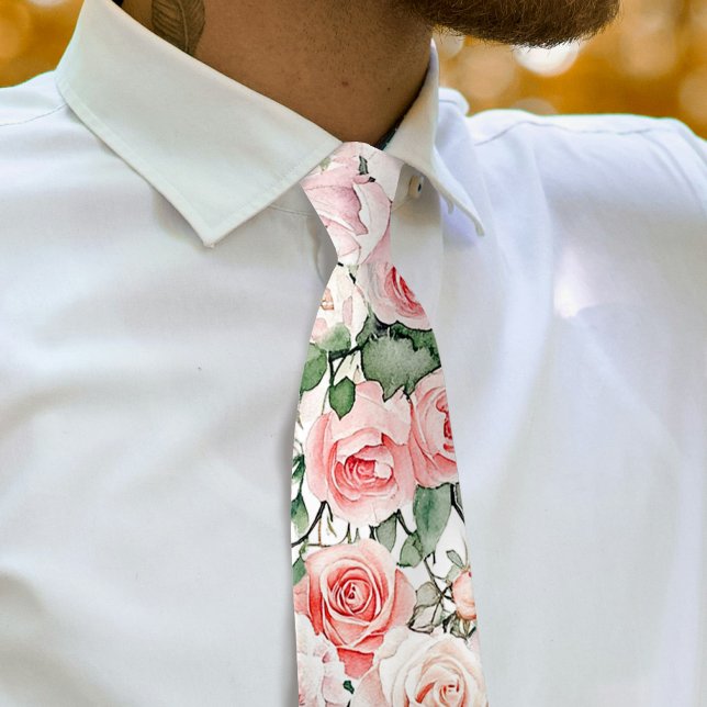Peach Blush Roses Neck Tie (Creator Uploaded)