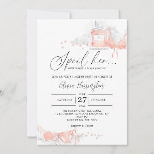 Peach Blush Spoil Her Lingerie Bridal Shower Invitation