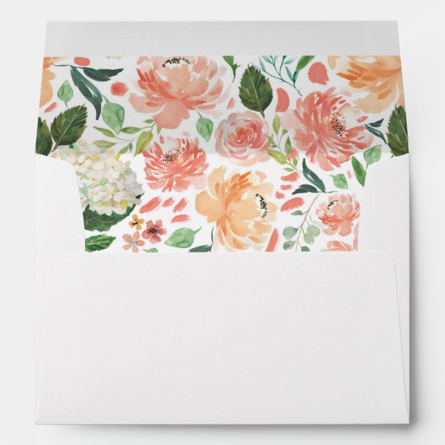 Peach Blush Watercolor Floral Envelope (Back (Bottom))