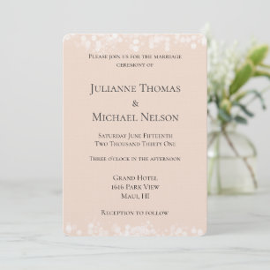 Peach Blush White Bokeh Wedding Invitation