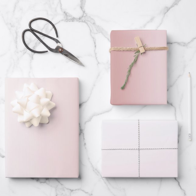 Peach Blush White Wedding Wrapping Paper Sheet (Front)