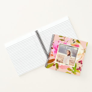 Peach Blush with Watercolor Floral Photo Notebook