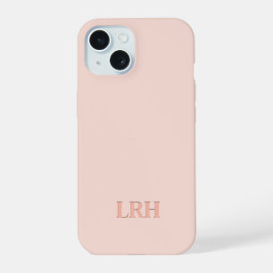 Peach Boho Double Layer Simple Initial Monogram  iPhone 15 Case