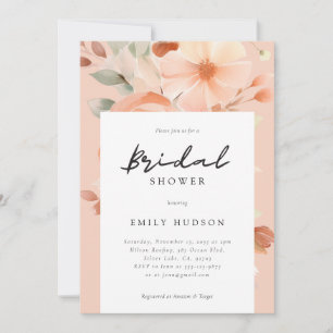 Peach Boho Floral Bridal Shower Invitation