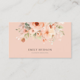 Peach Boho Floral Business Card