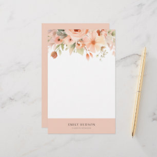 Peach Boho Floral Stationery