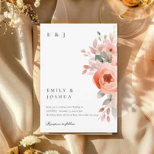 Peach Boho Floral Wedding Invitation