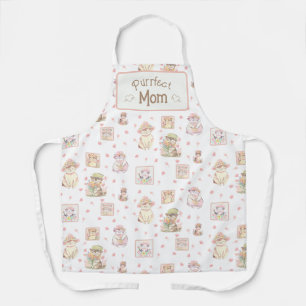 Peach Boho Purrfect Mum Cat Spring Hat Flowers Apron