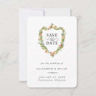 Peach Botanical Crest Save The Date Announcement