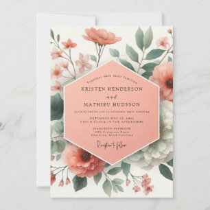 Peach Botanical Romance Wedding Invitation
