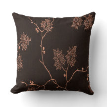 Peach Botanical Throw Pillow