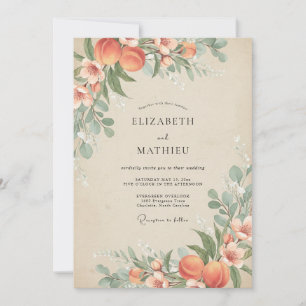 Peach Bountiful Orchard Wedding Invitation