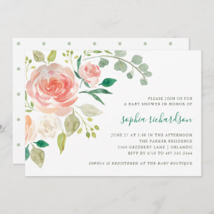 Peach Bouquet    Baby Shower Invitation