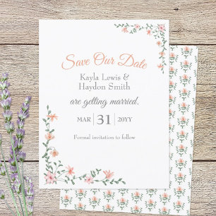 Peach Bouquet Wedding Save the Date Invitation