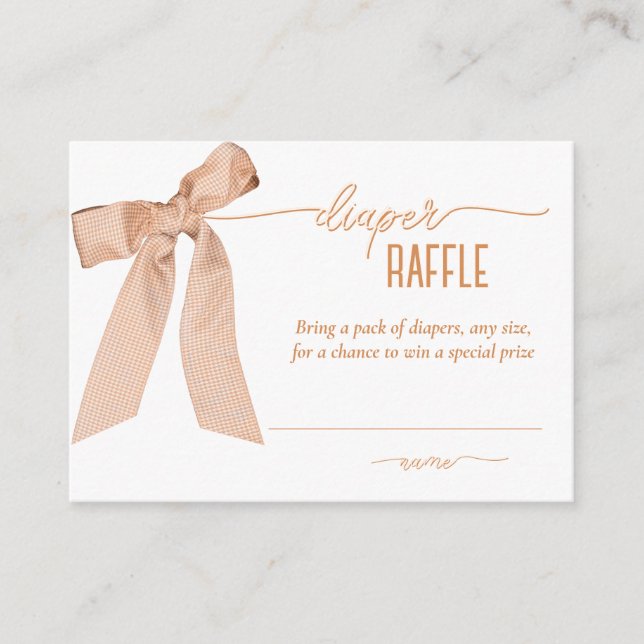 Peach Bow Baby Showe Enclosure Card (Front)