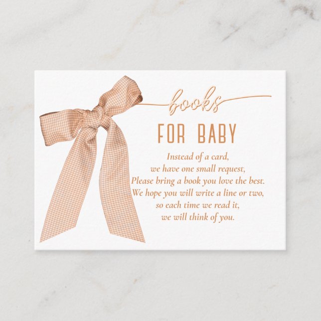 Peach Bow Baby Showe Enclosure Card (Front)