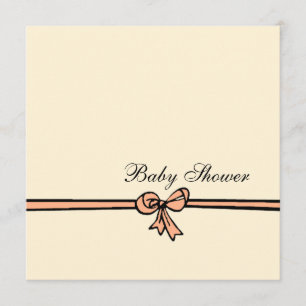 Peach Bow-Baby Shower Invitation