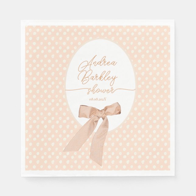 Peach Bow Baby Shower  Napkin (Front)