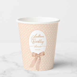 Peach Bow Baby Shower Paper Cups