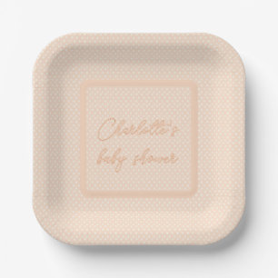 Peach Bow Baby Shower  Paper Plate